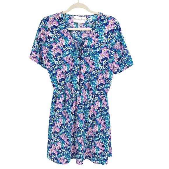 Charles Henry Womens Size Medium Lace-Up Front Summer Abstract Floral Dress - Picture 9 of 9